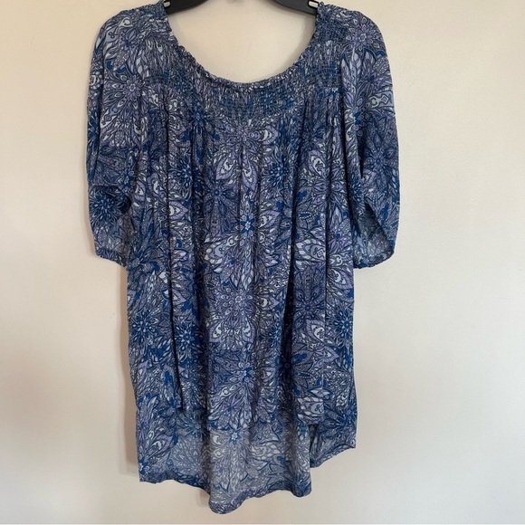 Women’s‎ Caffe Marrakesh Lightweight Short Sleeve Top Size 3XL Blue Floral Print - Picture 7 of 7